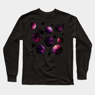 Watercolor Dark Circles, Stars and Galaxy Long Sleeve T-Shirt